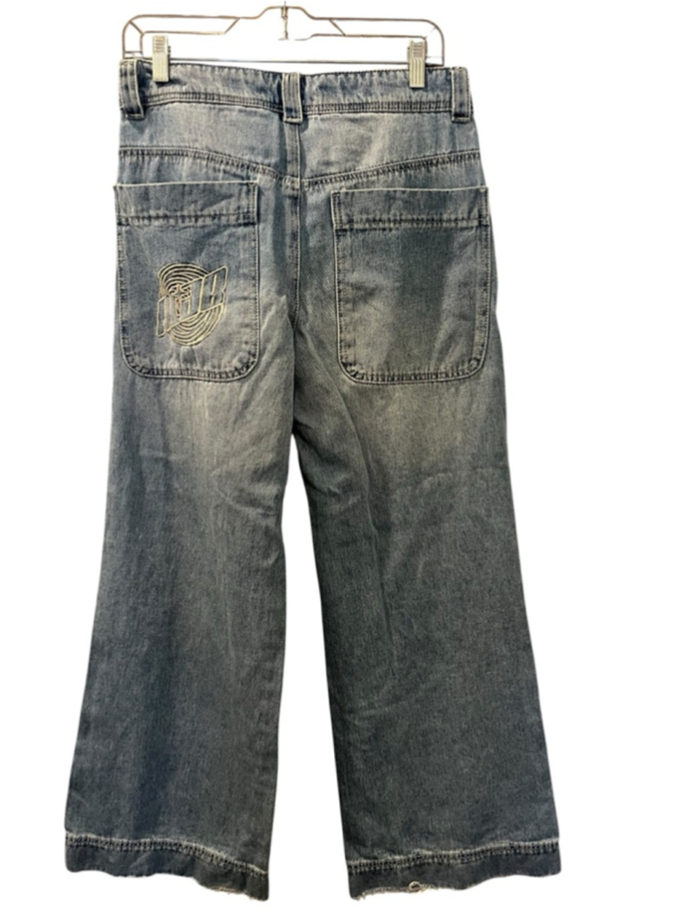 A. LAB Ether Stars Blue Ultra Loose 90's Inspired Embroidered Stars Jeans Size 4 - Picture 10 of 13